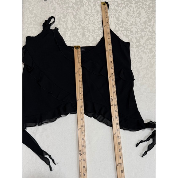 Emerson Lang Black Ruffle‎ Asymmetrical Cami Tank Top Women's L Fairy Grunge - Picture 5 of 10